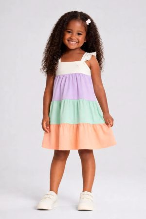 Vestido infantil menina colorblock Brandili