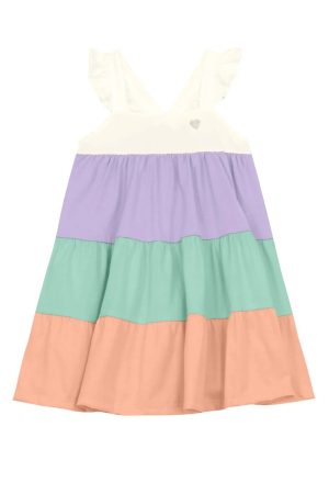 Vestido infantil menina colorblock Brandili