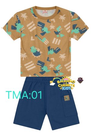 Conjunto infantil menino de dinossauros Brandili