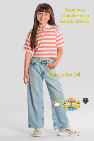 Blusa Polo Infantil Feminina Brandili